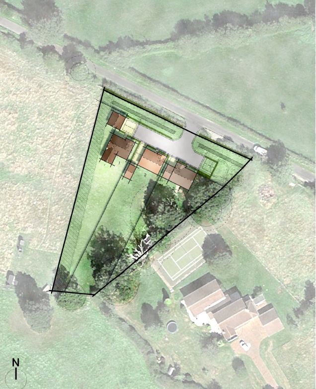 Lot: 83 - DEVELOPMENT SITE WITH OUTLINE PLANNING FOR THREE DETACHED SELF-BUILD DWELLINGS - Illustrative Layout